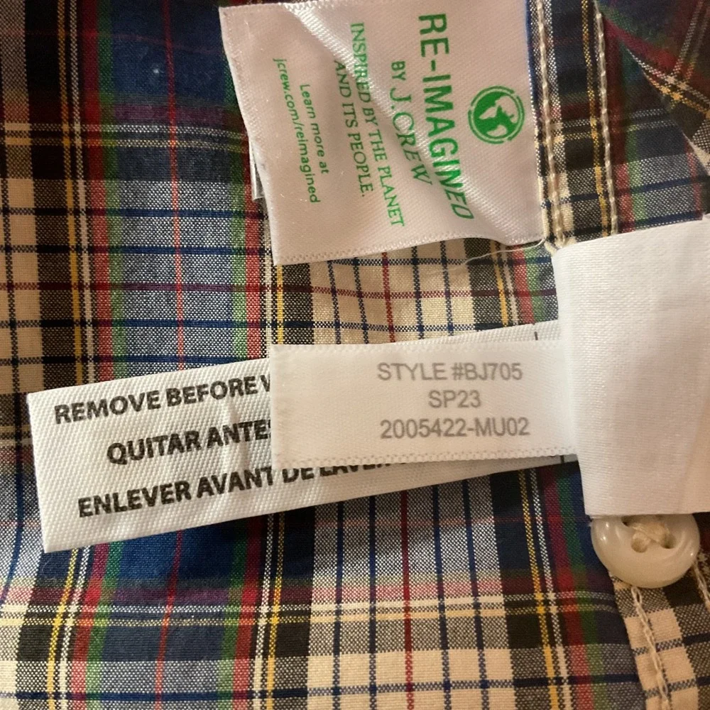 J.‎ Crew Men's Plaid Printed Collared Long Sleeve Button Down Shirt Size Large